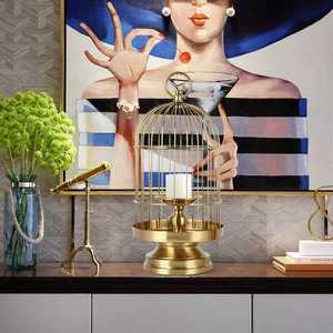 Gold Metal <b>Bird</b> <b>Cage</b> Lantern Home Hotel Display Decoration Candlestick - Product Image 5