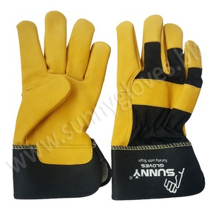 Gants de travail robustes en cuir noir et blanc 2023 - Product Image 2
