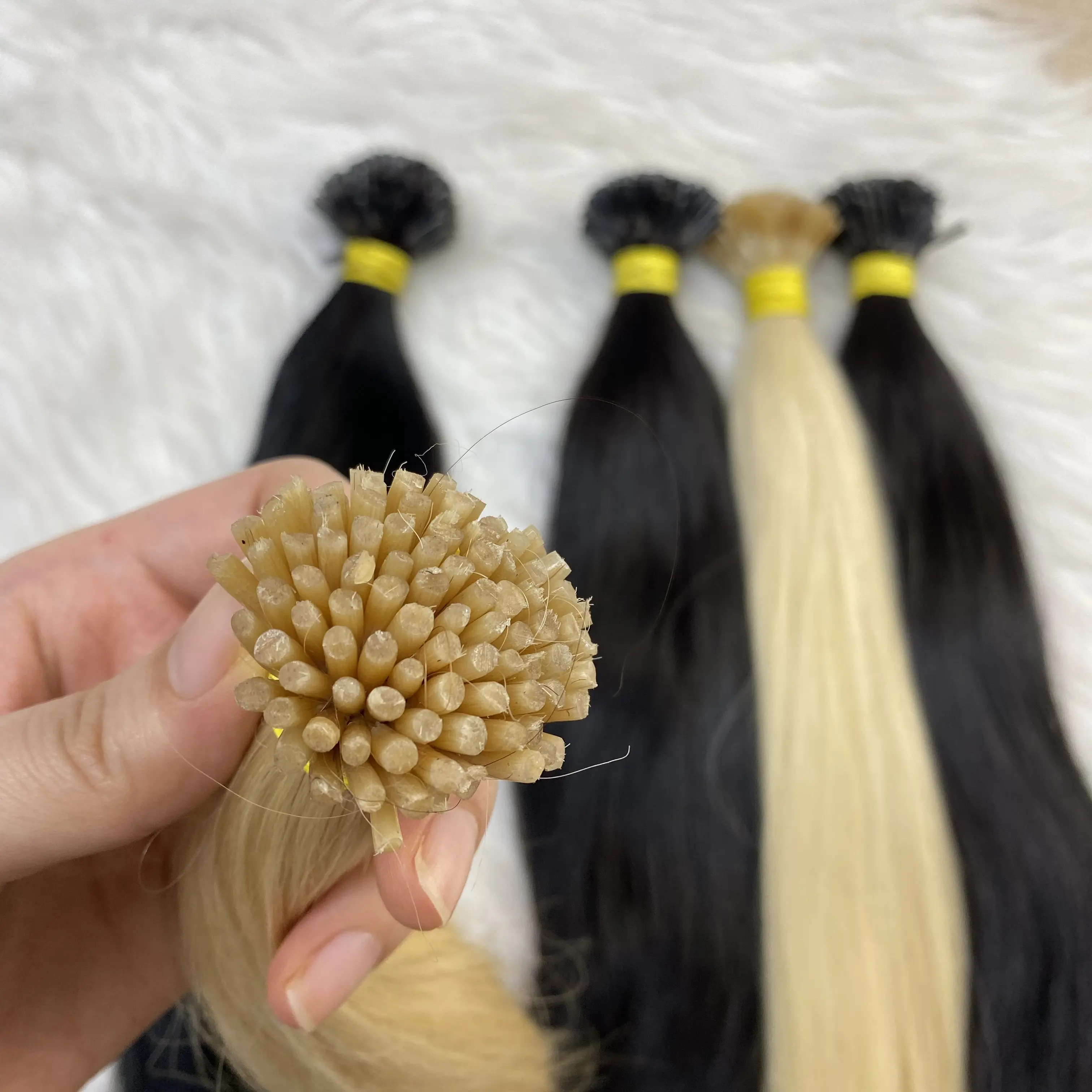 Virgin human hair easy Micro Ring/Links/Loop/Beads Hair Extensions, natural black, blonde I-tip human hair extensions