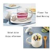 Mug à thé en verre avec infuseur à thé en forme de poisson, filtre à thé, motif chat mignon