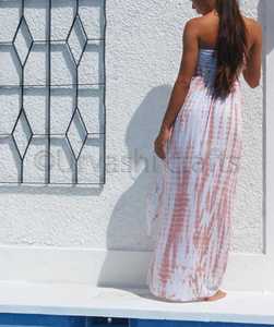 2020 Boho Maxi Dress Casual Chic <b>Tie</b> Dye Off Shoulder <b>Back</b> Elastic Sleeveless Long Maxi Dress - Product Image 4