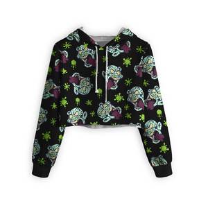 Venta al por mayor de las mujeres de encargo de manga larga Terry sudaderas con capucha Casual Workout Crop Tops con cuello con capucha para el invierno - Product Image 3