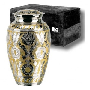 American Style Hand Engraved Brass Waterproof Cremation Urn Adult Human <b>Ashes</b> Memorial Burial Receptacle Customizable Designs - Product Image 2