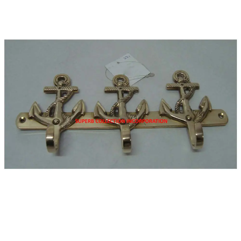 Decorative home Decor Brass Ship Anchor Wall Single Hook Hanger for Clothing Wholesale OEM Manufacturers