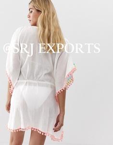 Femme adulte caftan robe chaude Semi transparent point de chaîne broderie col en v cravate gland fixation coupe régulière respirant Floral - Product Image 2