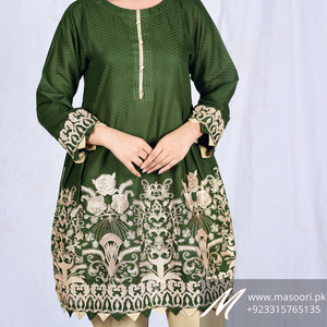 Women's Masoori Brand Pret Indian Pakistani Cotton Kurta/<b>Kurti</b> with Tilla Work Embroidery - Product Image 2