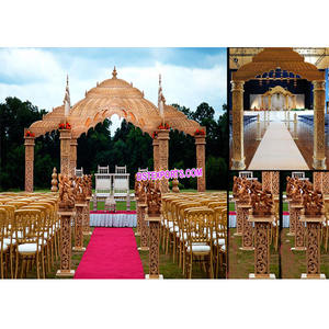 Temple Mandap en bois artisanal pour mariage, style gujarati moderne, léger, taille et couleur personnalisables, lieu de mariage au Canada - Product Image 1