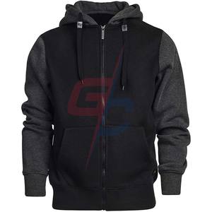 Sweat à capuche zippé-Sweat-shirt à capuche zippé en molleton bicolore épais en coton mélangé pour hommes - Product Image 6