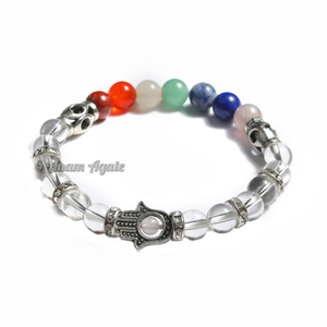 Pulsera de cuarzo con diseño de ojo malvado, pulsera de Chakra con diseño de Hamsa de cristal, venta al por mayor - Product Image 1