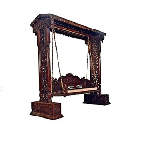 Columpio tallado hermoso tradicional para el hogar tallado a mano en madera de teca Jhula para el hogar Columpio de madera interior para el hogar EE. UU. - Product Image 1