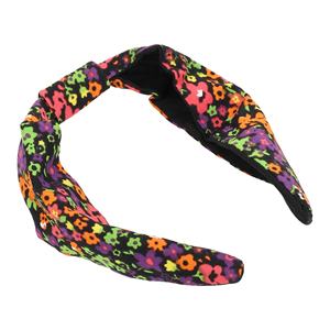 Diadema de satén con estampado Floral de alta calidad para mujer, nudo Vintage, tela Multicolor cubierta, accesorios para el cabello, tocado Vintage con lazo - Product Image 4