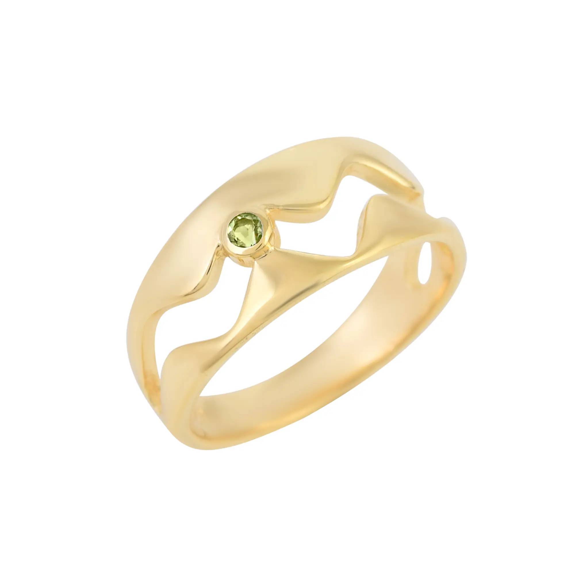 Peridot Gemstone Real S925 Sterling Silver Gold Plated Band Cheap Price Ring Jewelry For Events and Functions