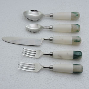 Poignée en pierre de marbre et acier inoxydable avec placage argenté, nouveau design artisanal pour ustensiles de cuisine - Product Image 4