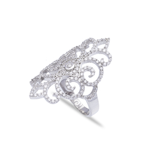 Cocktail Design Shiny Zircon Stone Cluster <b>Ring</b> Turkish Handcrafted Wholesale 925 Sterling Silver Jewelry - Product Image 3