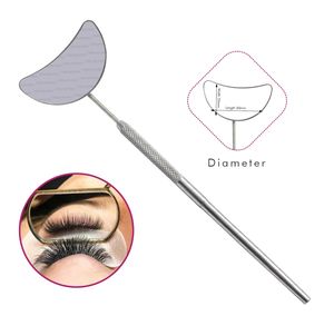 Miroir en forme de lune pour faux cils, Extension de cils en acier inoxydable, robuste, avec poignée, en forme de miroir, couleur - Product Image 2