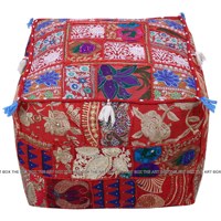 Bohème Vintage repose-pieds carré extérieur pouf pouf couverture moderne maison assis pouf pouf avec design patchwork traditionnel