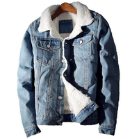 men denim jacket with fur collar 