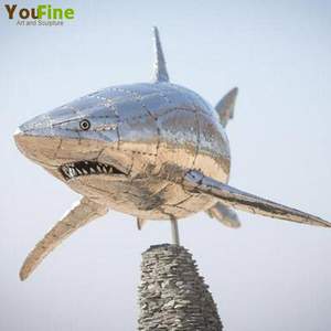 Открытый декор из нержавеющей стали акула скульптура для продажи - Product Image 2
