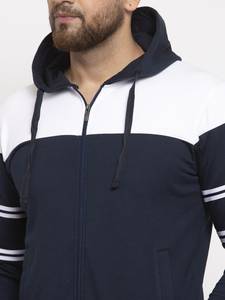 Nuevo chándal de invierno con retazos de color bloqueado Diseño de manga larga con capucha y puños acanalados con cremallera completa tapeta chándal - Product Image 4