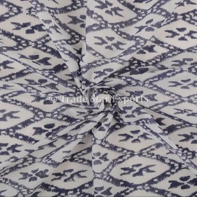 Trade Star 3 Yard Indigo Handmade Block Print Fabric for Dressmaking Cotton  Voile Fabric for Curtains Indian Fabric by The Yard (Pattern 1)