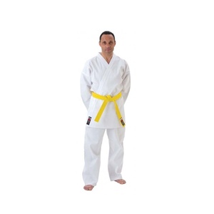Kimono de karaté en coton pour enfants, 7 oz, avec bande élastique et ceinture offerte, blanc/noir, uniforme parfait pour l'entraînement - Product Image 1