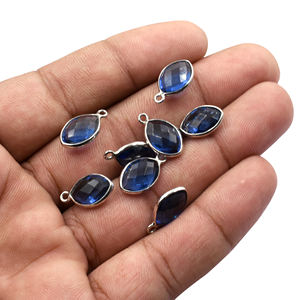 Colgantes de Iolita y Cuarzo con Forma de Marquesa, Bisel Plateado de 15 a 17 mm con Engaste, Bañados en Rodio, para Fabricación de Joyas - Product Image 2