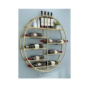 Wine Rack Wall Mount Home Decoration Wrought Iron Standing Wine Storage Rack Wall Mounted Bottle & Glass Holder