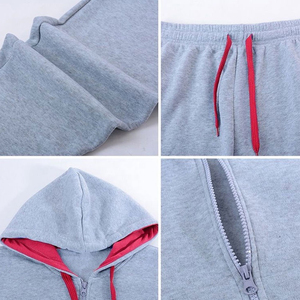 Ensemble de survêtement deux pièces personnalisé pour homme avec logo brodé, couleur gris, motif personnalisé, veste et pantalon, collection 2022, vente en gros - Product Image 2