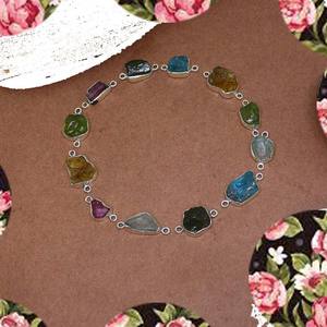 Connecteur brut multicolore en Quartz Druzy de la plus haute qualité bijoux connecteur de lunette à Double boucle électrolytique de Style populaire pour pendentif - Product Image 1