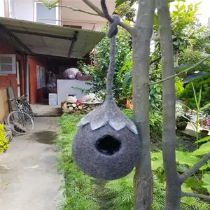 Felt Handmade hanging bird nest house flowery design Nepal | Wholesale Handcrafted Eco friendly indoor 100 % wool felt