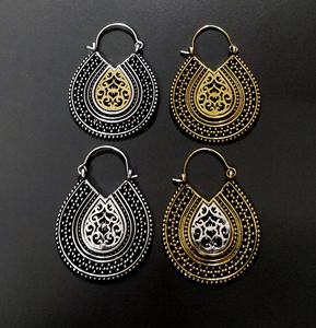 Pendientes de aro de Color dorado y plateado para mujer, aretes de aro Tribal, aretes de Aro para mujer - Product Image 3