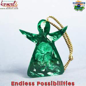 Adornos de Navidad de resina acrílica de cristal hechos a mano, adornos verdes en forma de corazón para Navidad - Product Image 5
