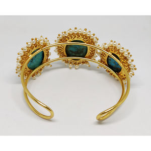 Braslet de piedra para niñas y mujeres, diseño elegante hecho a mano, chapado en oro, latón, acabado mate, a la moda - Product Image 3