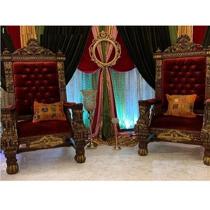 En gros Or Antique Chaises de Trône de Mariage D'or Lion Trône De Mariage Chaises de Roi Royal Roi Trône Chaises pour Mehndi Scène - Product Image 1