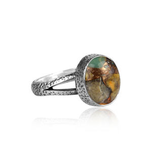 Anillo de cobre ovalado Natural, Gema turquesa, abejita, proveedor de joyería, Plata de Ley 925, oxidado - Product Image 3