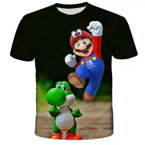 ホットTシャツ3DプリントTシャツ子供服綿100% キッズTシャツ漫画トップスカスタムロゴ付きベビーシャツ