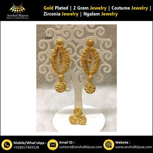 <b>Gold</b> Plated African Jewellery Design <b>Earring</b> <b>Set</b> for Wedding Parties and Engagements Gift Idea - Product Image 2