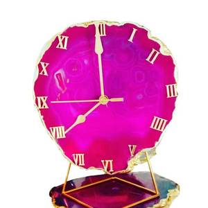 Reloj de Escritorio de Ágata Rosa Hermosa de New Star Agate, Decoración para el Hogar con Piedras Preciosas, Estilo Antiguo de Imitación, Hecho a Mano - Product Image 1