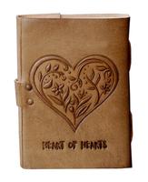 Carnet d'adresses en cuir fait main avec motif cœur sur cœur en relief, design antique, reliure spirale et papier aquarelle