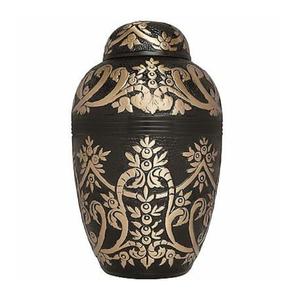 Urna de cremación de cenizas funerarias para adultos, cúpula superior grabada en oro y negro, estilo americano/europeo - Product Image 2