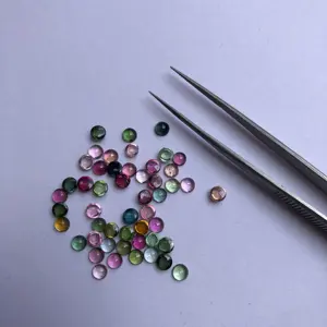 4 mm Natur-Mehrfach-Tourmalin runder flacher Rücken lockere kalibrierte Cabochons Lieferant zu Großhandelspreis Steine für Schmuck-Einstellung