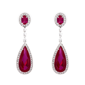 Boucles d'oreilles pendantes fantaisie classiques avec placage en rhodium pour mariage et soirée - Product Image 1