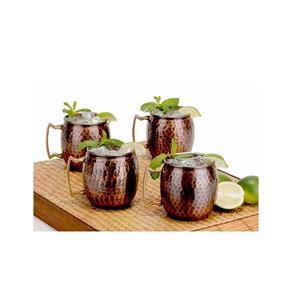 Juego de tazas de cobre de mula de Moscú de cuatro tazas de jugo de lima y menta de forma redonda para uso doméstico en hoteles y restaurantes - Product Image 4