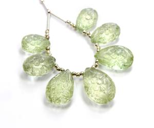 ลูกปัดแกะสลักรูปดอกไม้สีเขียวธรรมชาติ 7 ชิ้น คุณภาพเกรด AAA+ สำหรับทำเครื่องประดับ - Product Image 3