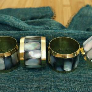 Mother of Peal Napkin Holder with Brass Rim and Handicraft for <b>Tableware</b> Decorative Napkin Ring Holder - Product Image 5