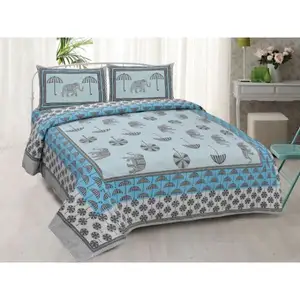 Bán Buôn Ấn Độ Sanganeri In Động Vật 100% Cotton 3 Cái Ga Trải Giường Trải Giường Phòng Ngủ Bộ Đồ Giường Sang Trọng