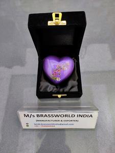 Urna Funeraria de Aluminio con Cara de Gato Pintada a Mano, Corazón Morado, Estilo Americano, Recuerdo para Mascotas, Brassworld India - Product Image 5