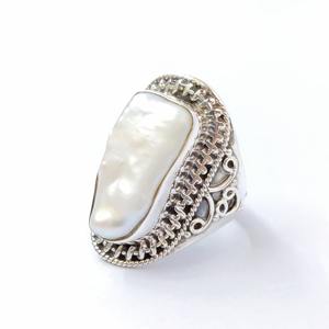 Bague en argent sterling 925 avec pierre précieuse en nacre de forme florale, sertie en bélière, qualité extrême pour mariage, fiançailles, fournisseur - Product Image 2