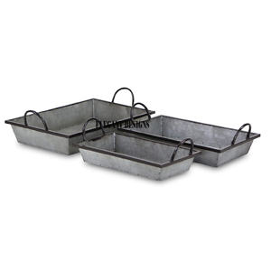 Antique Indien Galvanisé Plateau Rectangulaire Forme Coupe Conçu À La Mode Style En Métal Plateau De Service Galvanisé - Product Image 6