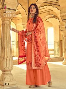 Ensemble de costumes Churidar en fausse Georgette, 8 pièces, costumes de travail, prêt à porter, Collection 2021 - Product Image 4